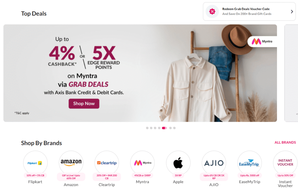 Axis Bank GrabDeals logo for online discounts and cashback