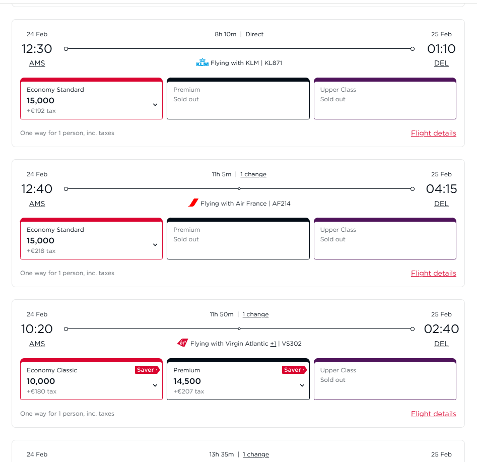 Virgin Atlantic Points Booking