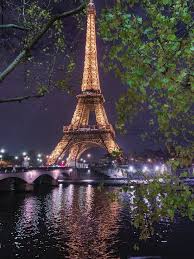 Eiffel Tower in Paris at sunset.