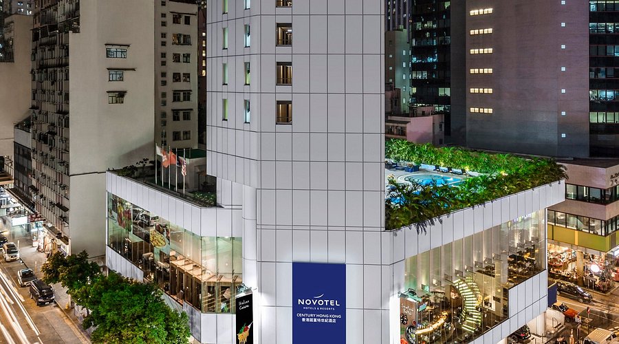 The exterior of Novotel Century Hong Kong in the vibrant Wan Chai district.