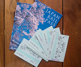 Japan Rail pass with few tickets shown