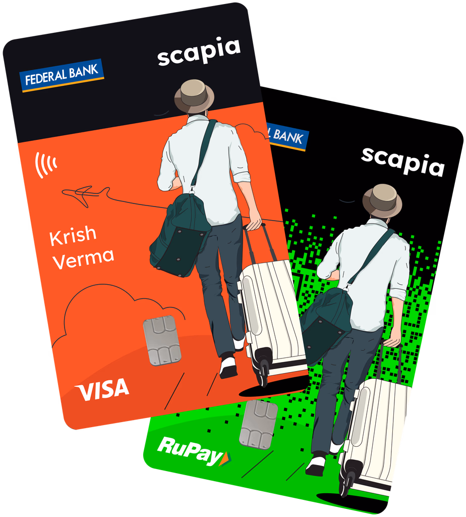 Federal Bank Scapia Credit Card showcasing its distinctive travel-themed design