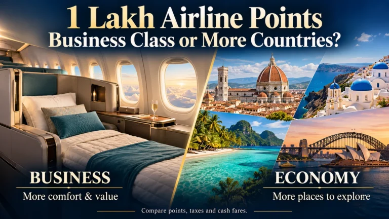 1 lakh airline points: business class or more countries, comparing points, taxes and cash fares
