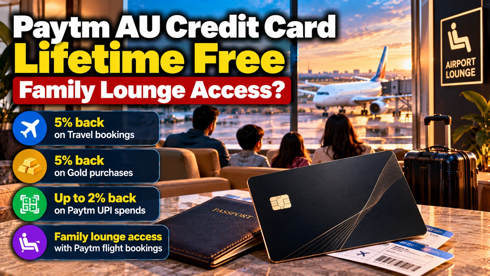 Paytm AU Small Finance Bank RuPay credit card with family lounge access