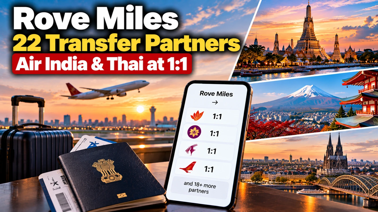 Rove Miles 22 transfer partners including Air India and Thai at 1:1